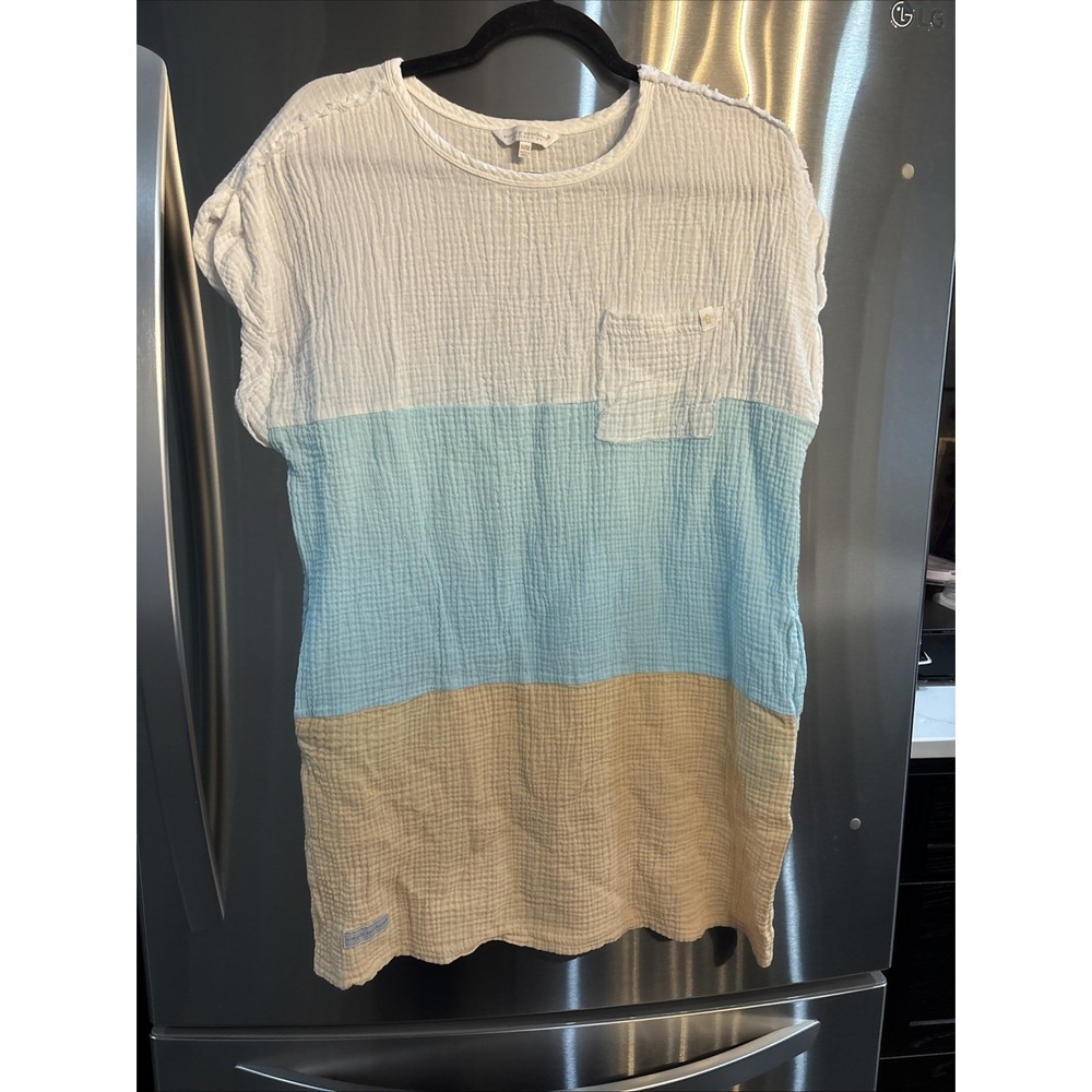 Simply Southern Women's Dress Color Block  Size SM/Med White Peach Blue Beach